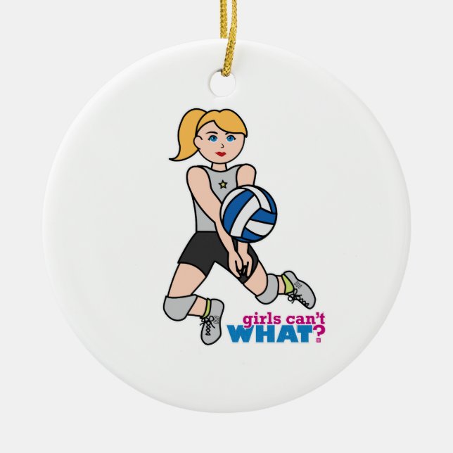 Volleyball Player - Light/Blonde Ceramic Tree Decoration (Front)