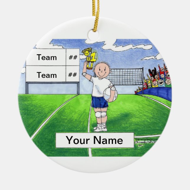 Volleyball Player - Male Ceramic Tree Decoration (Front)