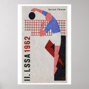Volleyball Player Matchbox Art Print, Czech Poster