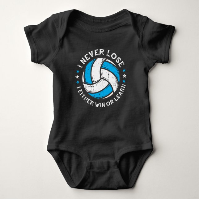 Volleyball Player Motivation Setter I Never Lose Baby Bodysuit (Front)