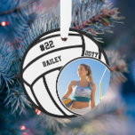 Volleyball Player Name Number Photo Keepsake Ornament<br><div class="desc">This design features a volleyball background with space for a name, number and photo. Click the customise button for more flexibility in adjusting the text! Variations of this design as well as coordinating products are available in our shop, zazzle.com/store/doodlelulu. Contact us if you need this design applied to a specific...</div>