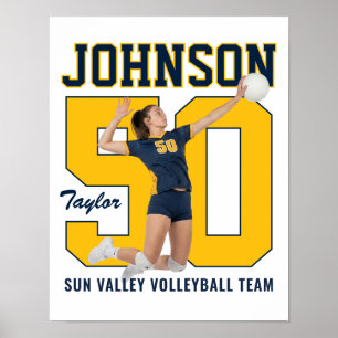 Volleyball Player Number Custom Photo Sports Poster