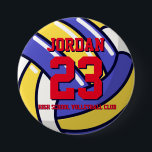 Volleyball Player Number School Sports Team Pin<br><div class="desc">A perfect pin for sports fans,  athletes,  players,  coach or captain of the baseball team. You can customise the wording to fit any events with this sports theme,  whether it's birthday,  championship celebration or winning party.</div>