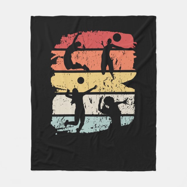 Volleyball Player Retro Fleece Blanket (Front)