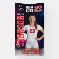 Volleyball Player Senior Class Photo Neon Light
