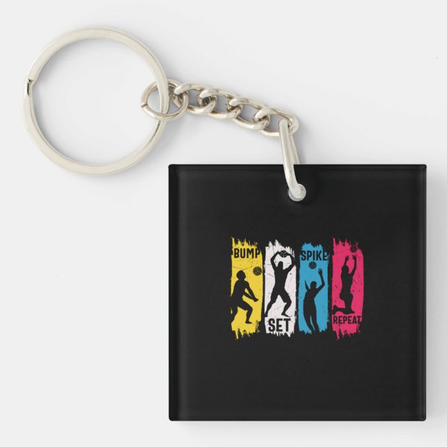 Volleyball Player | Set Spike Repeat Key Ring (Front)