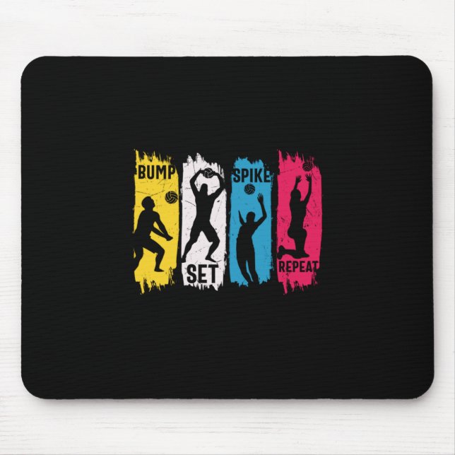 Volleyball Player | Set Spike Repeat Mouse Pad (Front)