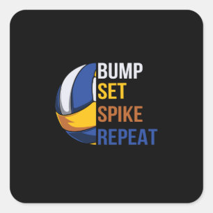 Volleyball Player Set Spike Repeat Square Sticker