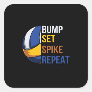 Volleyball Player Set Spike Repeat Square Sticker