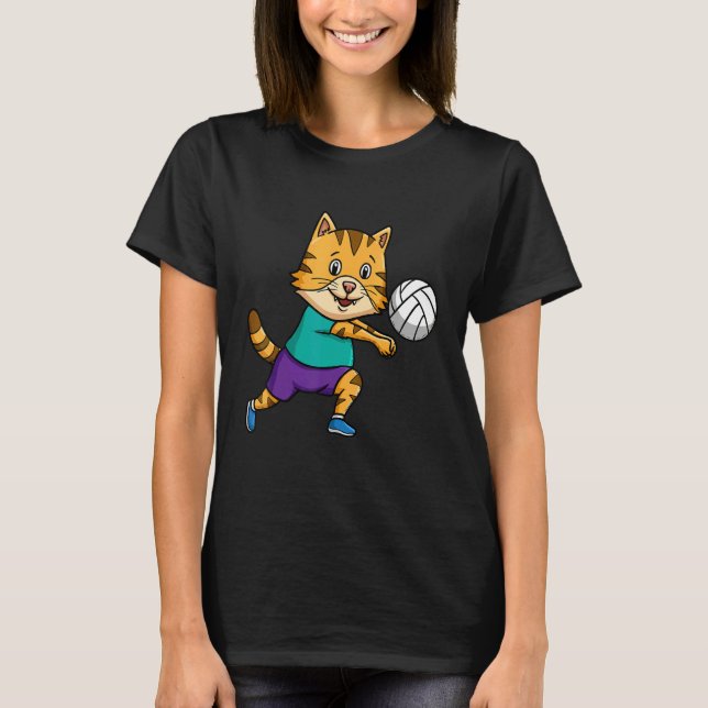 Volleyball Player Spike Net Cat Whisperer T-Shirt (Front)