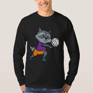 Volleyball Player Spike Net Volleyball Raccoon Whi T-Shirt