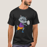 Volleyball Player Spike Net Volleyball Raccoon Whi