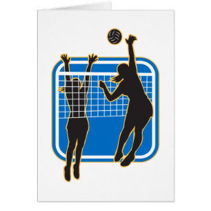 Volleyball Player Spiking Blocking Ball Indoor