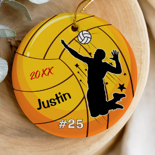 volleyball player sports boy athlete custom ceramic tree decoration