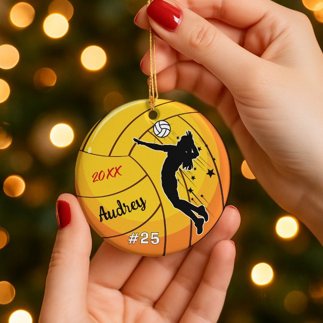 volleyball player sports girl athlete custom ceramic tree decoration (Creator Uploaded)