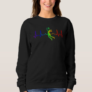 Volleyball Player Team Heartbeat Pulse Rainbow Vin Sweatshirt
