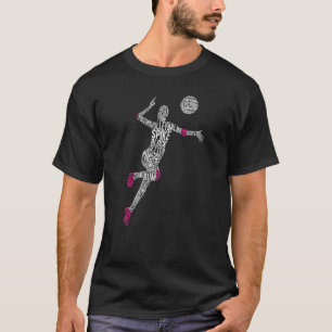 Volleyball Player Team Word Cloud Vintage Volleyba T-Shirt