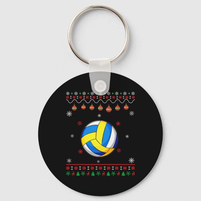 Volleyball Player Ugly Xmas Design Matching Ugly C Key Ring (Front)