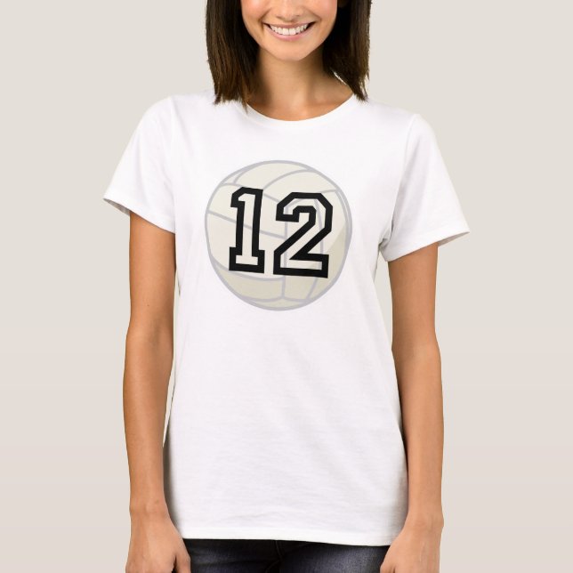 Volleyball Player Uniform Number 12 Gift T-Shirt (Front)