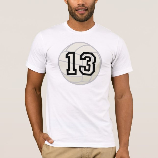 Volleyball Player Uniform Number 13 Gift T-Shirt (Front)