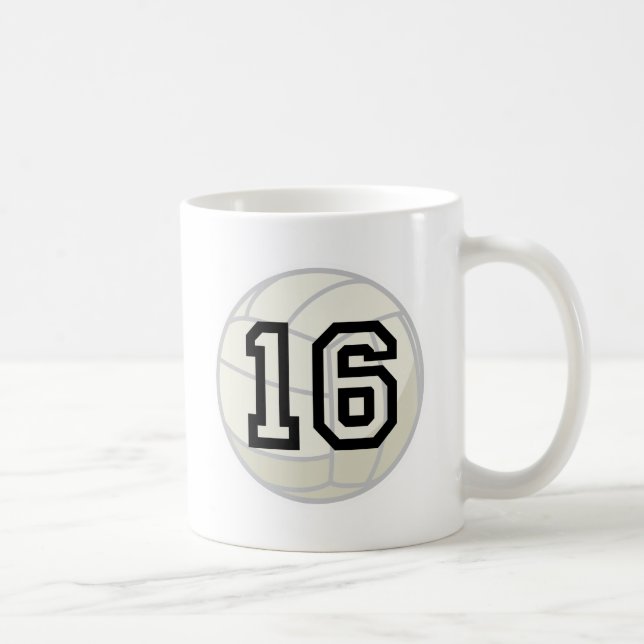 Volleyball Player Uniform Number 16 Gift Coffee Mug (Right)