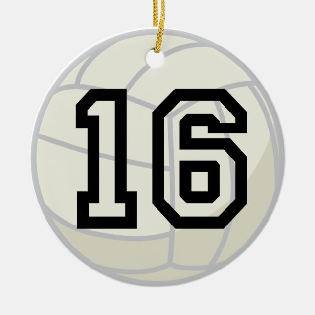 Volleyball Player Uniform Number 16 Ornament (Front)