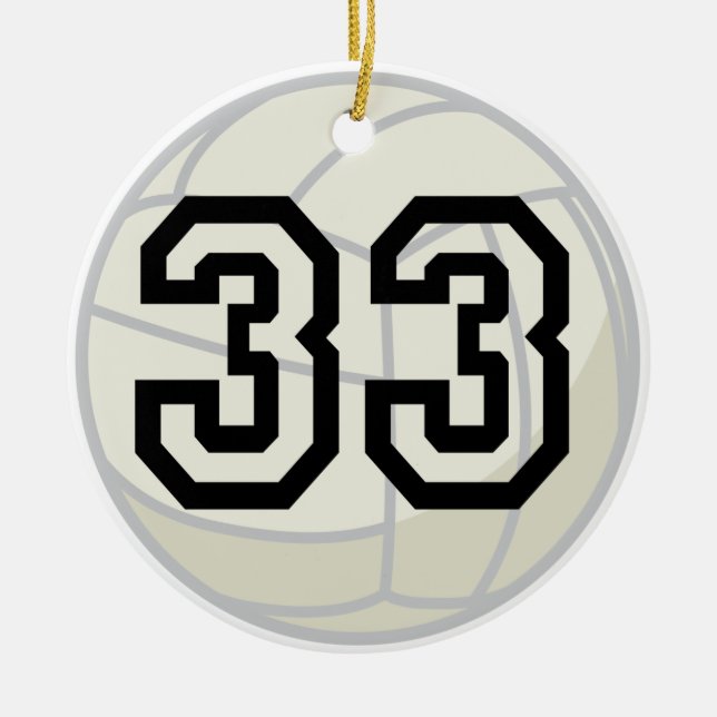 Volleyball Player Uniform Number 33 Gift Ceramic Tree Decoration (Front)