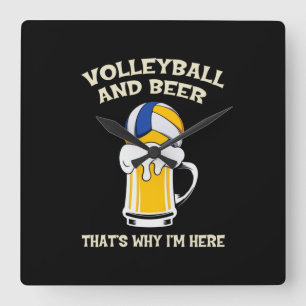 Volleyball Player Volleyball And Beer Square Wall Clock