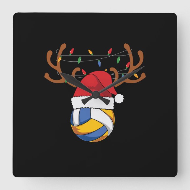 Volleyball Player | Volleyball Christmas Square Wall Clock (Front)