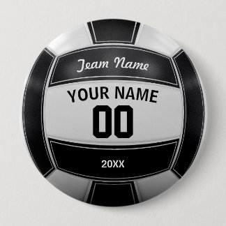 Volleyball Player's Name Year Team Black and White 10 Cm Round Badge