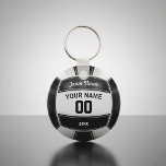Volleyball Player's Name Year Team Black and White Key Ring<br><div class="desc">Need a unique idea to give to your Team? Personalised Black and White Volleyball design. Insert your Team Name,  Player's Name,  Jersey Number,  Year. These keychain make a unique team gift.</div>