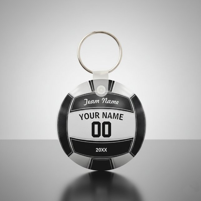 Volleyball Player's Name Year Team Black and White Key Ring (Creator Uploaded)