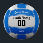 Volleyball Player's Name Year Team Blue 10 Cm Round Badge<br><div class="desc">Personalised Blue and White Volleyball design. Insert your Team Name,  Player's Name,  Jersey Number,  Year. These keychain make a unique team gift.</div>