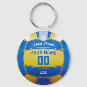 Volleyball Player's Name Year Team Blue and Yellow Key Ring