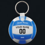 Volleyball Player's Name Year Team Blue Key Ring<br><div class="desc">Personalized Blue and White Volleyball design. Insert your Team Name,  Player's Name,  Jersey Number,  Year. These keychain make a unique team gift.</div>