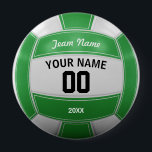 Volleyball Player's Name Year Team Green 10 Cm Round Badge<br><div class="desc">Need a unique idea to give to your Team? Personalised Green and White Volleyball design. Insert your Team Name,  Player's Name,  Jersey Number,  Year. These keychain make a unique team gift.</div>
