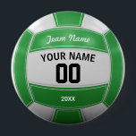 Volleyball Player's Name Year Team Green 10 Cm Round Badge<br><div class="desc">Need a unique idea to give to your Team? Personalised Green and White Volleyball design. Insert your Team Name,  Player's Name,  Jersey Number,  Year. These keychain make a unique team gift.</div>