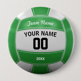 Volleyball Player's Name Year Team Green 10 Cm Round Badge
