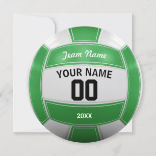 Volleyball Player's Name Year Team Green Thank You Card