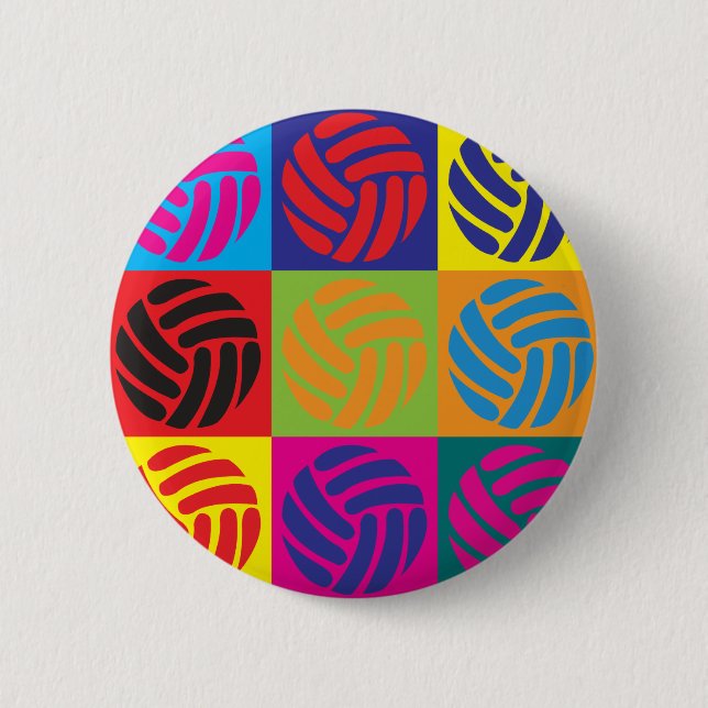 Volleyball Pop Art 6 Cm Round Badge (Front)