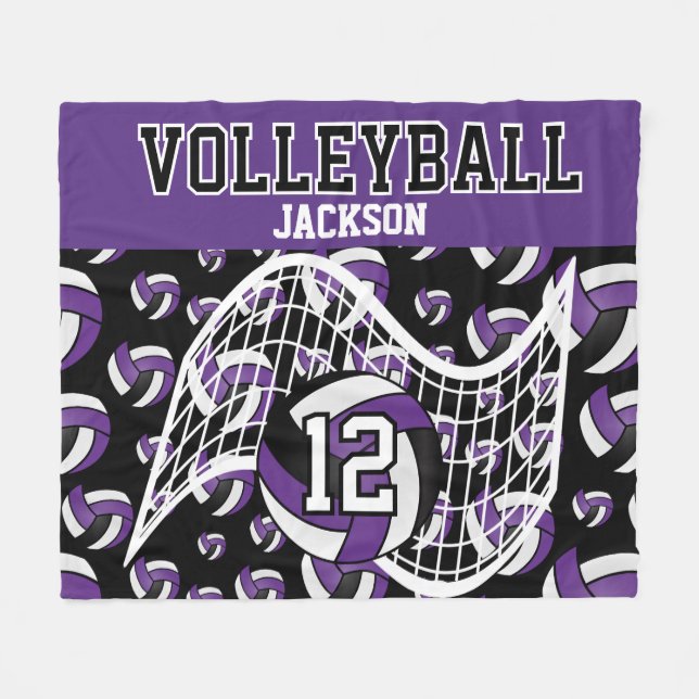 Volleyball - Purple, Black and White  Fleece Blank (Front (Horizontal))