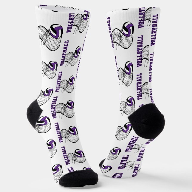 Volleyball - Purple, Black and White  Socks (Angled)