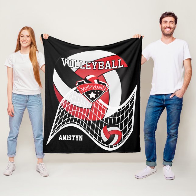Volleyball 🏐 - Red, White and Black Fleece Blanket (In Situ)
