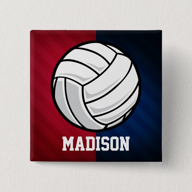 Volleyball; Red, White, and Blue 15 Cm Square Badge (Front)