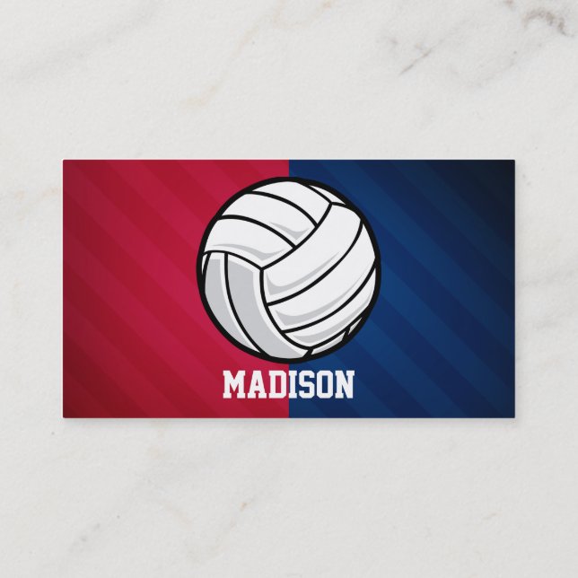 Volleyball; Red, White, and Blue Business Card (Back)