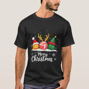 Volleyball Reindeer Santa Elf Merry Christmas Xmas T-Shirt