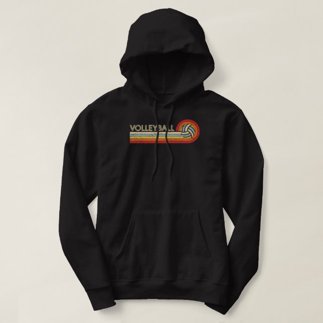 Volleyball Retro Cool Vintage Teens Adults Volleyb Hoodie (Design Front)