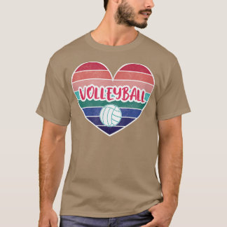 Volleyball retro heart love beach volleyball T-Shi T-Shirt