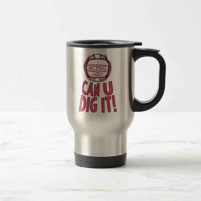Volleyball Rocks Pink Travel Mug (Right)