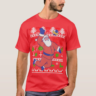 Volleyball Santa Claus Ugly Christmas T-Shirt